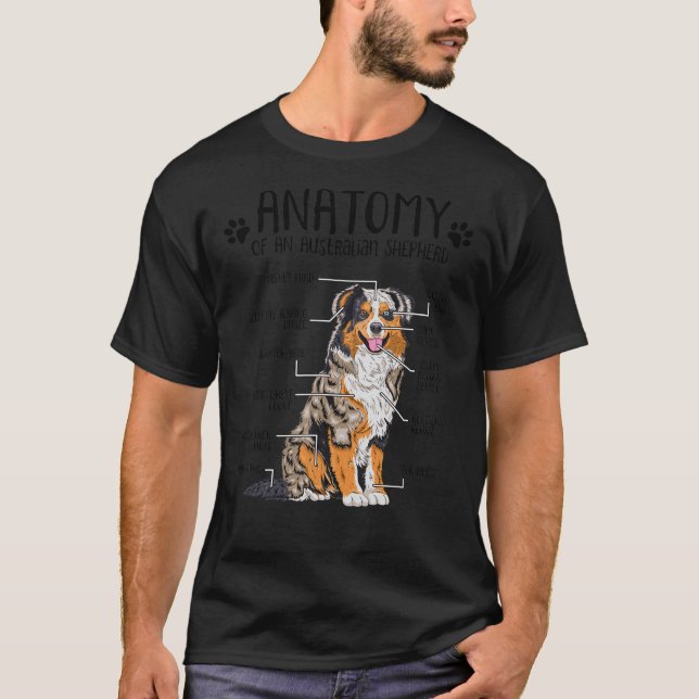 Funny Anatomy Australian shepherd Hund älskare Aus T Shirt (Framsida)