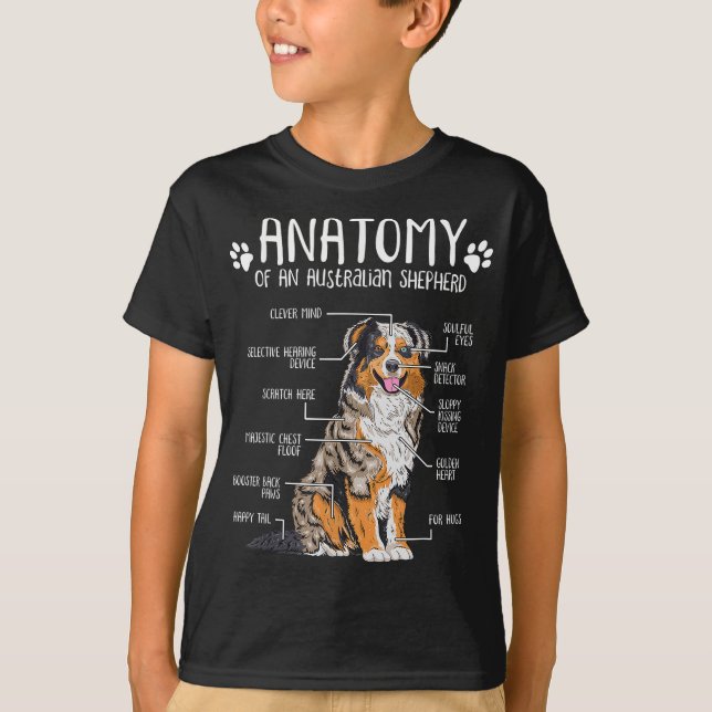 Funny Anatomy Australian shepherd Hund älskare Aus T Shirt (Framsida)