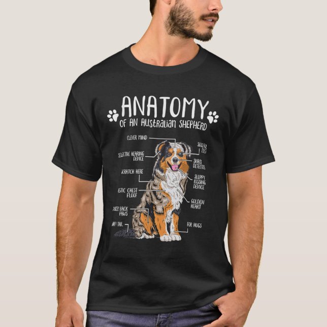 Funny Anatomy Australian shepherd Hund älskare Aus T Shirt (Framsida)