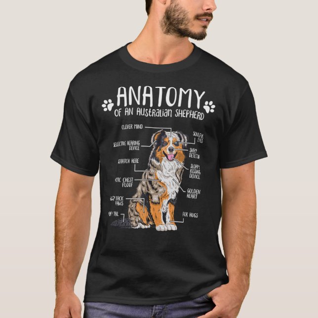 Funny Anatomy Australian shepherd Hund älskare Aus T Shirt (Framsida)