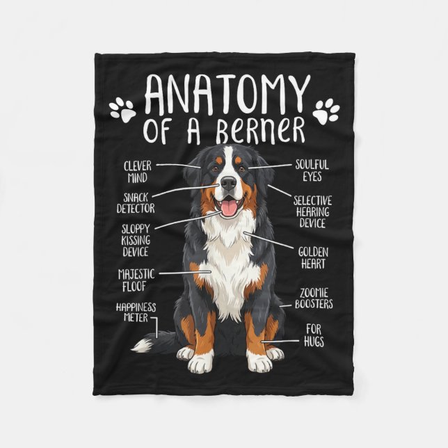 Funny Anatomy Bernese Mountain Dog Cute Berner Lov Fleecefilt (Framsidan)