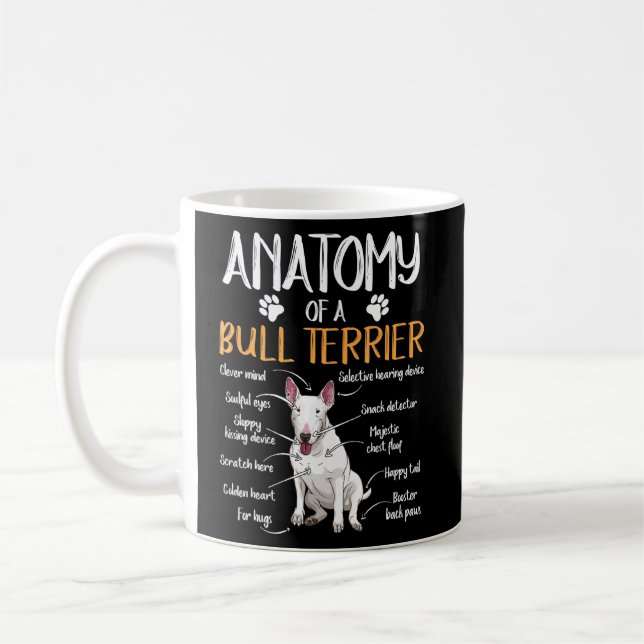 Funny Anatomy Bull Terrier Hund Kaffemugg (Vänster)