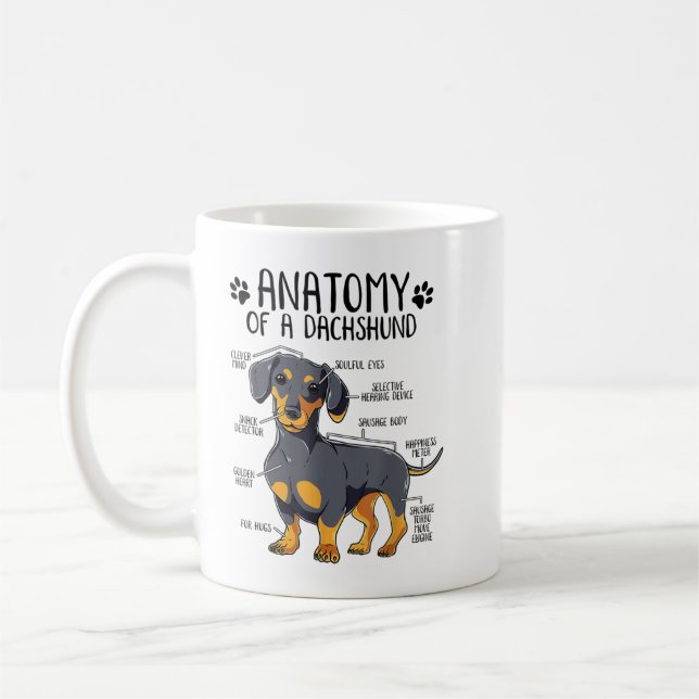 Funny Anatomy Dachshund Wiener Dog Cute Doxie Love Kaffemugg (Vänster)