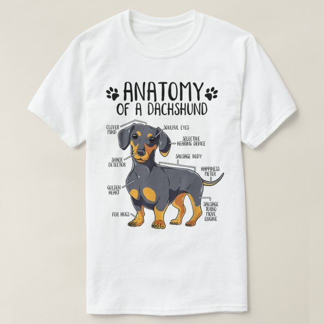 Funny Anatomy Dachshund Wiener Dog Cute Doxie Love T Shirt (Design framsida)