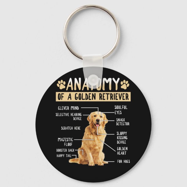Funny Anatomy Golden Retriever Hund älskare Gift Nyckelring (Framsida)