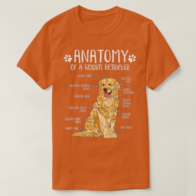 Funny Anatomy Golden Retriever Hund älskare T Shirt (Design framsida)
