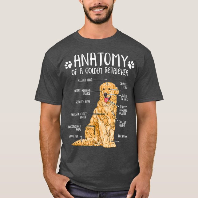Funny Anatomy Golden Retriever Hund älskare T Shirt (Framsida)