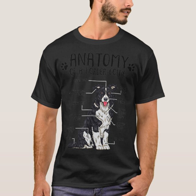 Funny Anatomy Gräns Collie Hund älskare Gift T Shirt (Framsida)