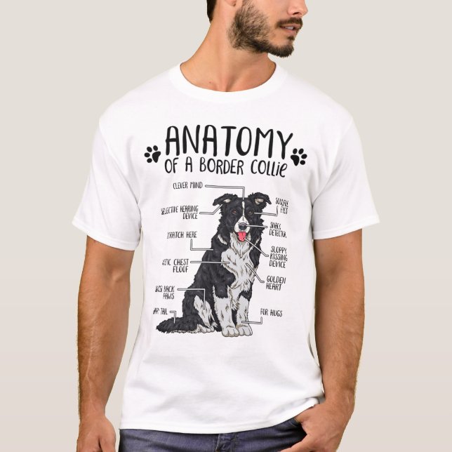 Funny Anatomy Gräns Collie Hund älskare Gift T Shirt (Framsida)