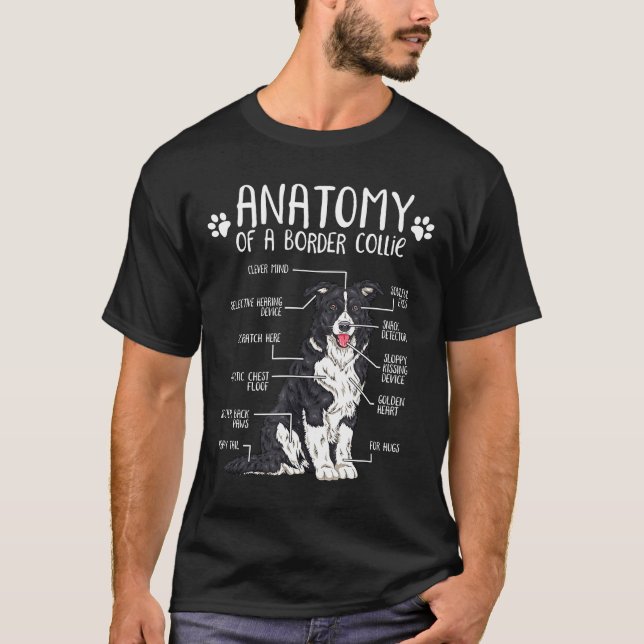Funny Anatomy Gräns Collie Hund älskare Gift T Shirt (Framsida)