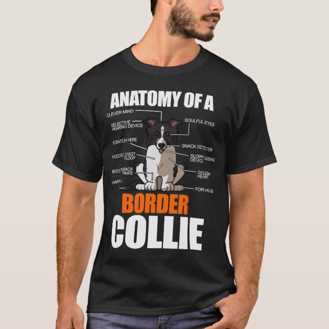Funny Anatomy Gräns Collie Hund älskare Gift T Shirt (Framsida)