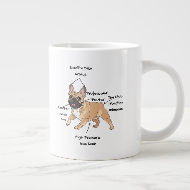 Funny Anatomy of a French Bulldog Illustration Jumbo Mugg (Höger)