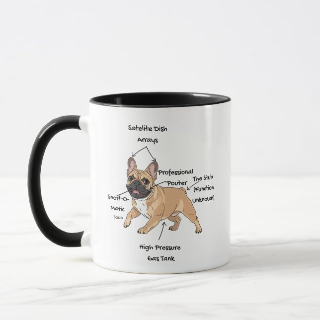 Funny Anatomy of a French Bulldog Illustration Mugg (Vänster)