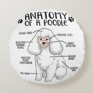 Funny Anatomy Pudel Hund Standard Pudel Älskare Rund Kudde