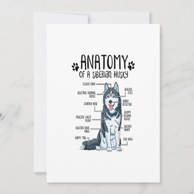 Funny Anatomy Siberian Husky Dog Lover Gift Julkort (Framsida)