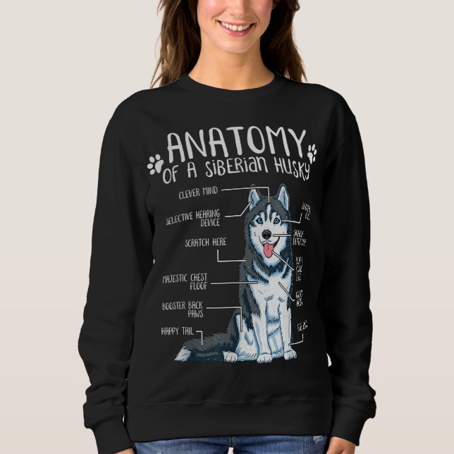 Funny Anatomy Siberian husky Hund älskare T Shirt (Framsida)