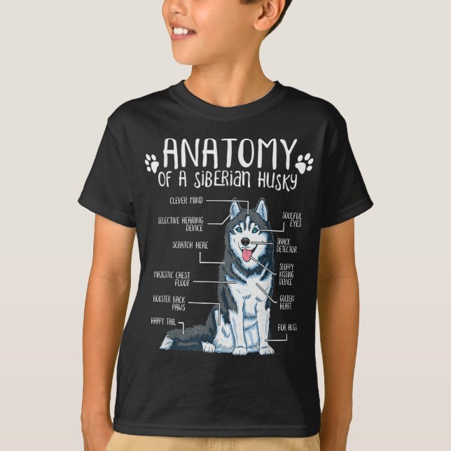 Funny Anatomy Siberian husky Hund älskare T Shirt (Framsida)