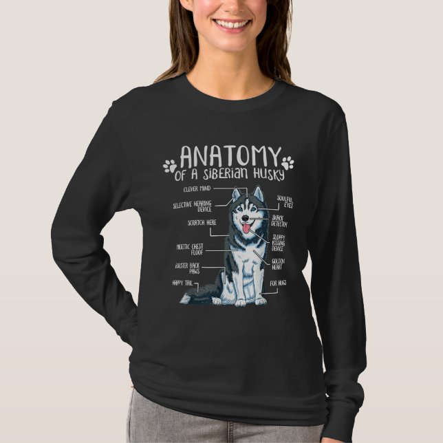 Funny Anatomy Siberian husky Hund T Shirt (Framsida)