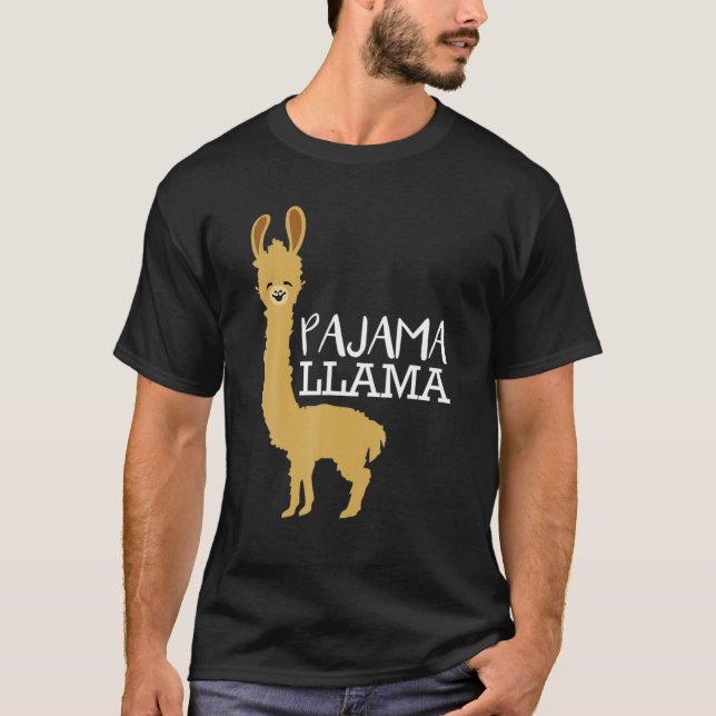 Funny And Cute Pajama Llama Bed Time Pyjama Gift T Shirt (Framsida)