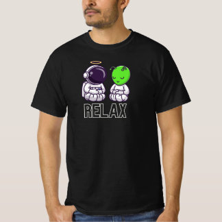 Funny And Cute Relax Alien And Astronaut T Shirt