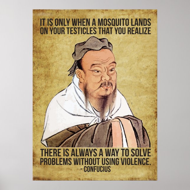 Funny Andlig-citat - Mosquito på Testicles Poster (Framsidan)
