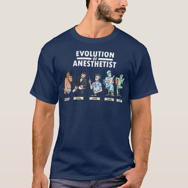 Funny anestesi Evolution of Anesthesia Gift T Shirt (Framsida)