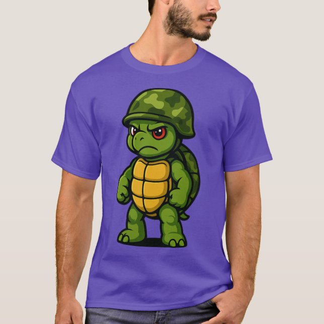 Funny Angry Armyurtle Soldier retro T Shirt (Framsida)