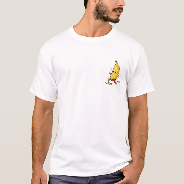 Funny Angry Banana Tripping Over Peel T Shirt (Framsida)