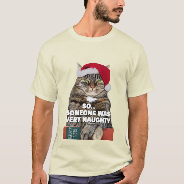 Funny angry cat Christmas T-Shirt (Framsida)