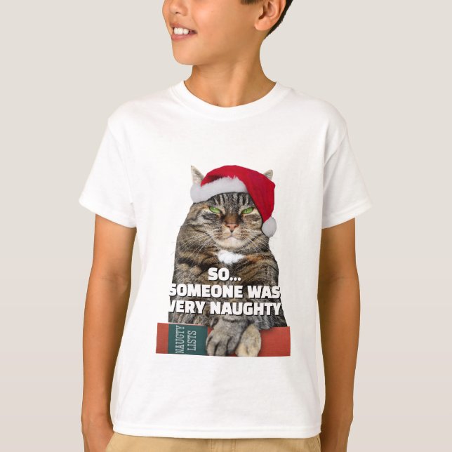 Funny angry cat Christmas T-Shirt (Framsida)