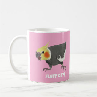 Funny Angry Normal Grey Cockatiel Fluff Off Kaffemugg