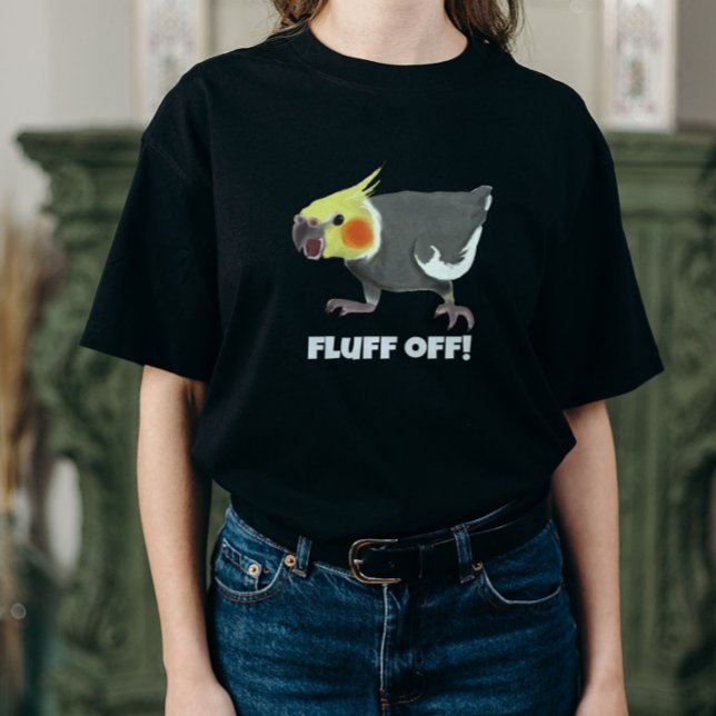 Funny Angry Normal Grey Cockatiel Fluff Off T Shirt (Skapare uppladdad)