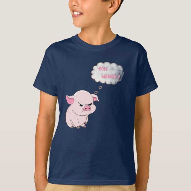 ​Funny Angry Pig Now Whaaat Kids T-Shirt (Framsida)