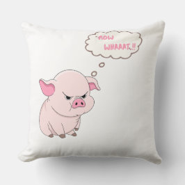 Funny Angry Pig Now Whaaat Meme Throw Pillow Kudde