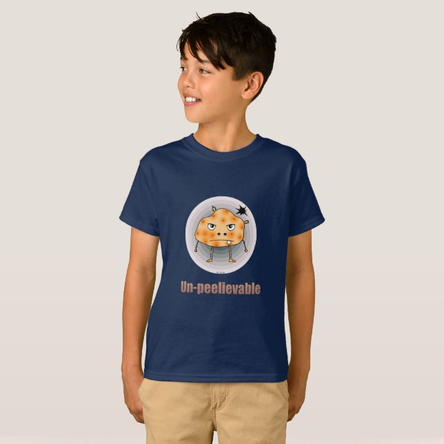 Funny Angry Potato – Un-peelievable Art T Shirt (Hel framsida)