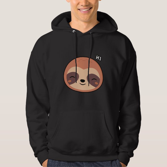 Funny Animal Ansikte Baby Sloth Bilder Hoodie (Framsida)