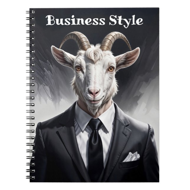 Funny animal boss surreal suited goat character anteckningsbok (Framsidan)