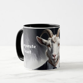 Funny animal boss surreal suited goat character mugg