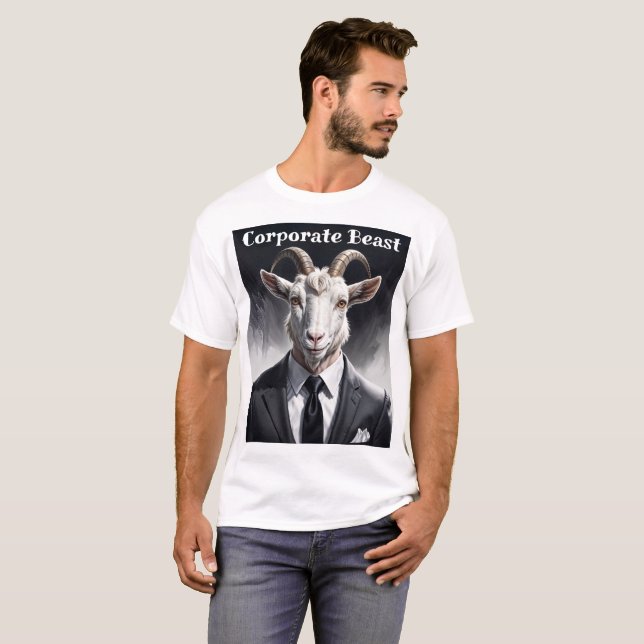 Funny animal boss surreal suited goat character t shirt (Hel framsida)