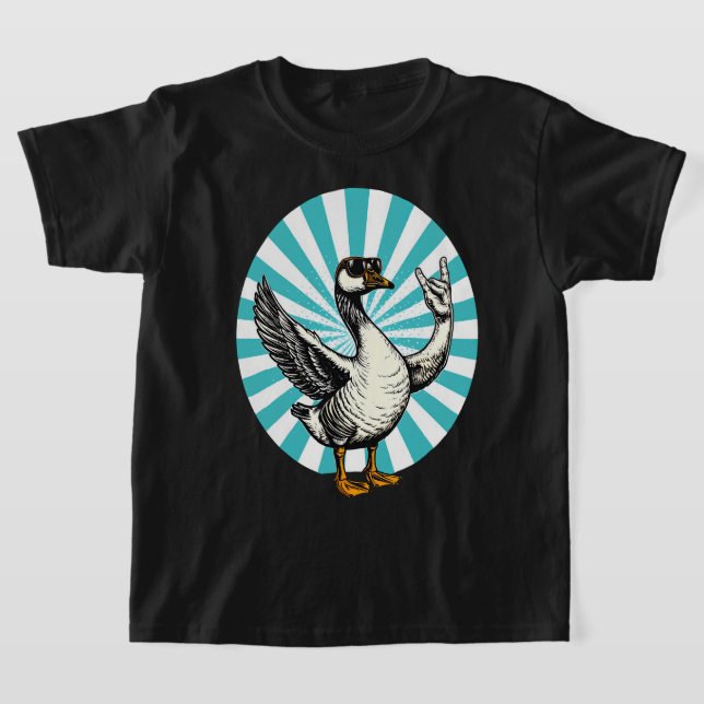 Funny Animal Music Gift | Coola Goose Sten Dancer T Shirt (Laydown)