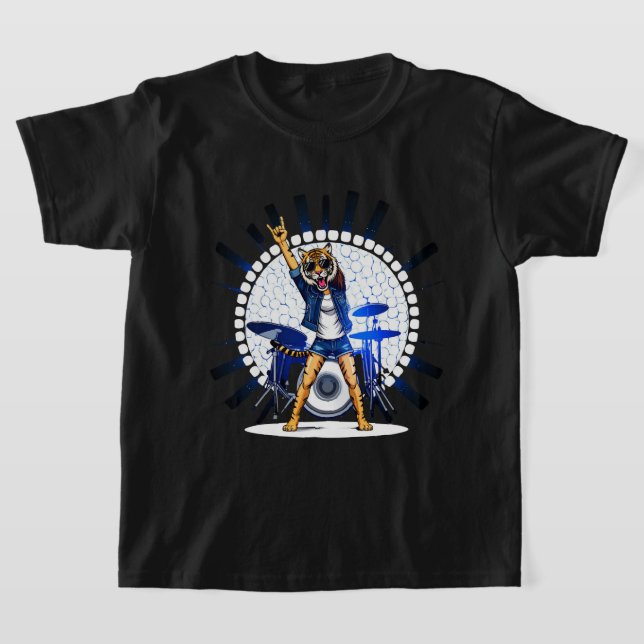 Funny Animal Music Gift | Coola Tiger Sten Dancer T Shirt (Laydown)