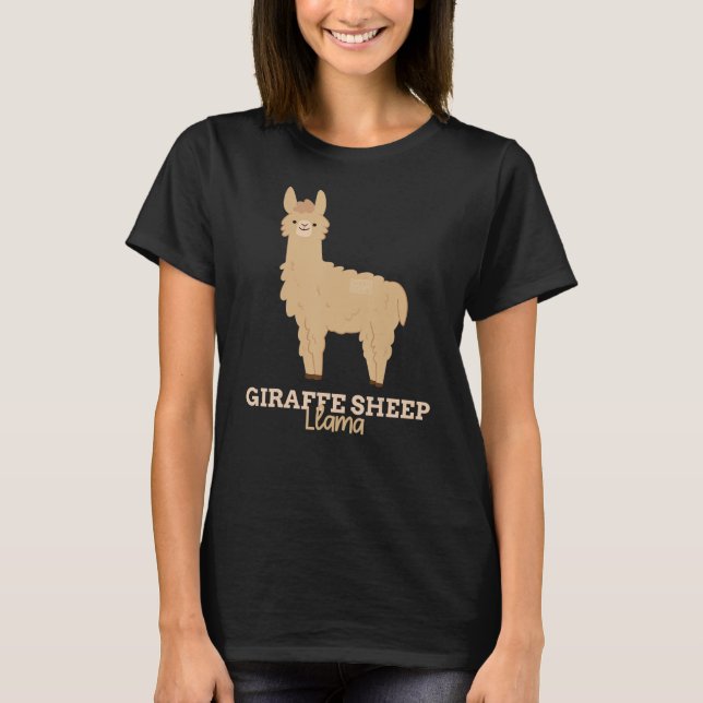 Funny Animal Namn Giraffe Sheep Llama T Shirt (Framsida)