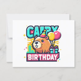 Funny Animal Pun - Capybara Birthday Celebration Vykort