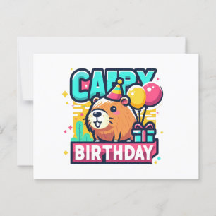 Funny Animal Pun - Capybara Birthday Celebration Vykort
