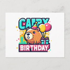 Funny Animal Pun - Capybara Birthday Celebration Vykort