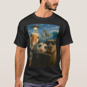 Funny Animal Selfie Goose Capybara Possum T Shirt