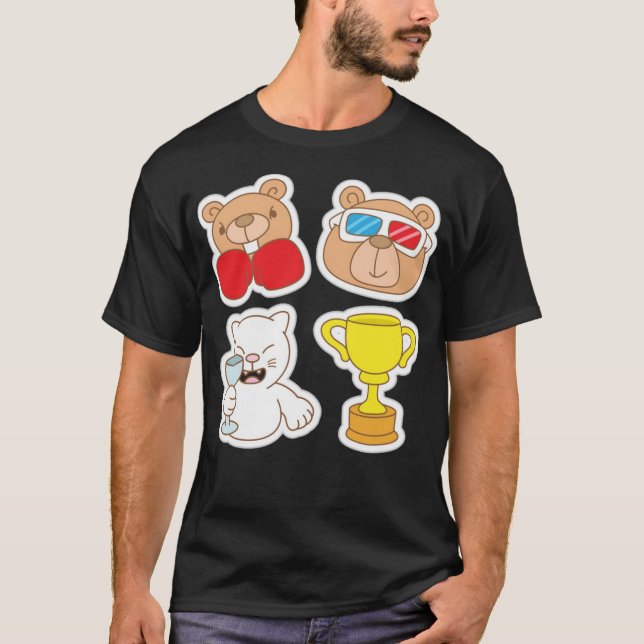 Funny animal stickers t shirt (Framsida)
