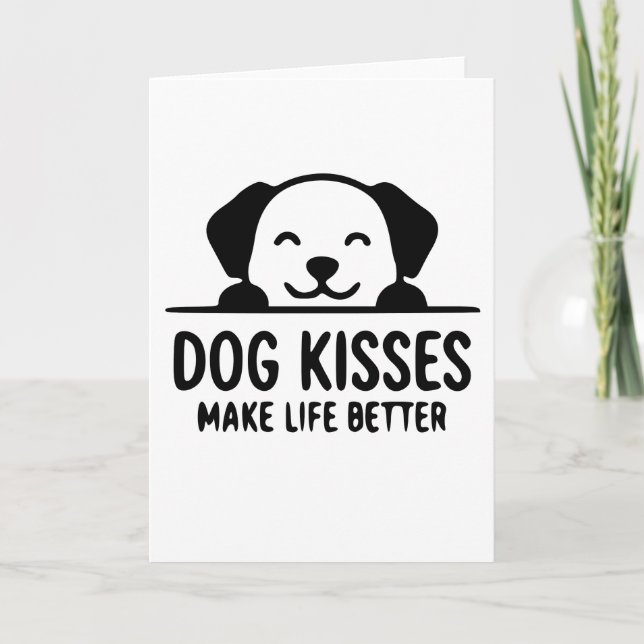 funny animals DOG KISSES MAKE LIFE BETTER Kort (Framsida)