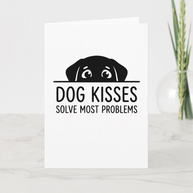 funny animals DOG KISSES SOLVE MOST PROBLEMS Kort (Framsida)