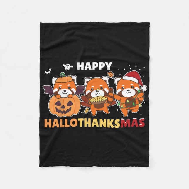 Funny Animals For The Holidays Red Panda Christmas Fleecefilt (Framsidan)